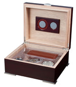 Xander Burgundy Wood Humidor Gift Set with Case and Cutter